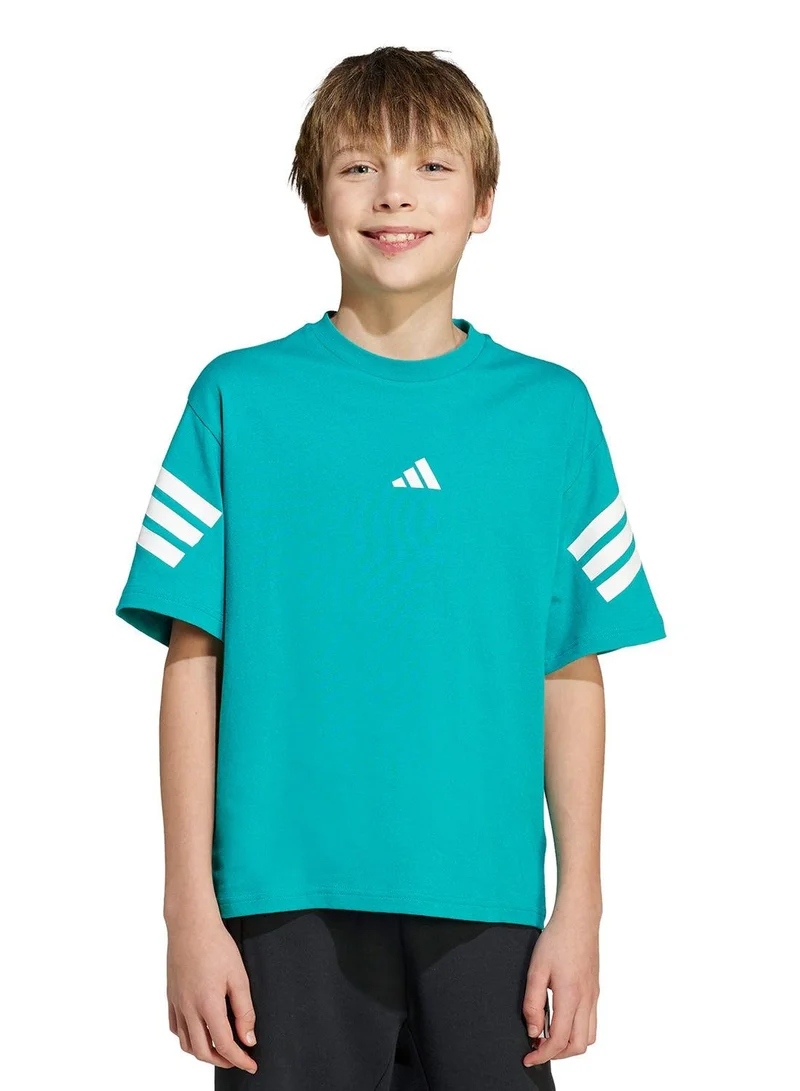 اديداس تيشيرت جي في  إس تي أخضر للأطفال بأكمام قصيرة
