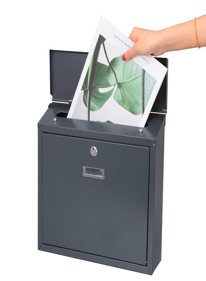 xydled Mail Boxes with Key Lock,Locking Mailbox Wall Mounted, Large Capacity, Galvanized Steel Cover Metal Postbox for House, 14 X 12.5 X 4.25 Inch, Grey - Image 2