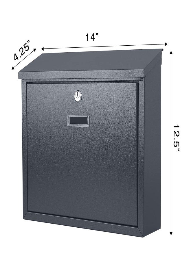 xydled Mail Boxes with Key Lock,Locking Mailbox Wall Mounted, Large Capacity, Galvanized Steel Cover Metal Postbox for House, 14 X 12.5 X 4.25 Inch, Grey - Image 5