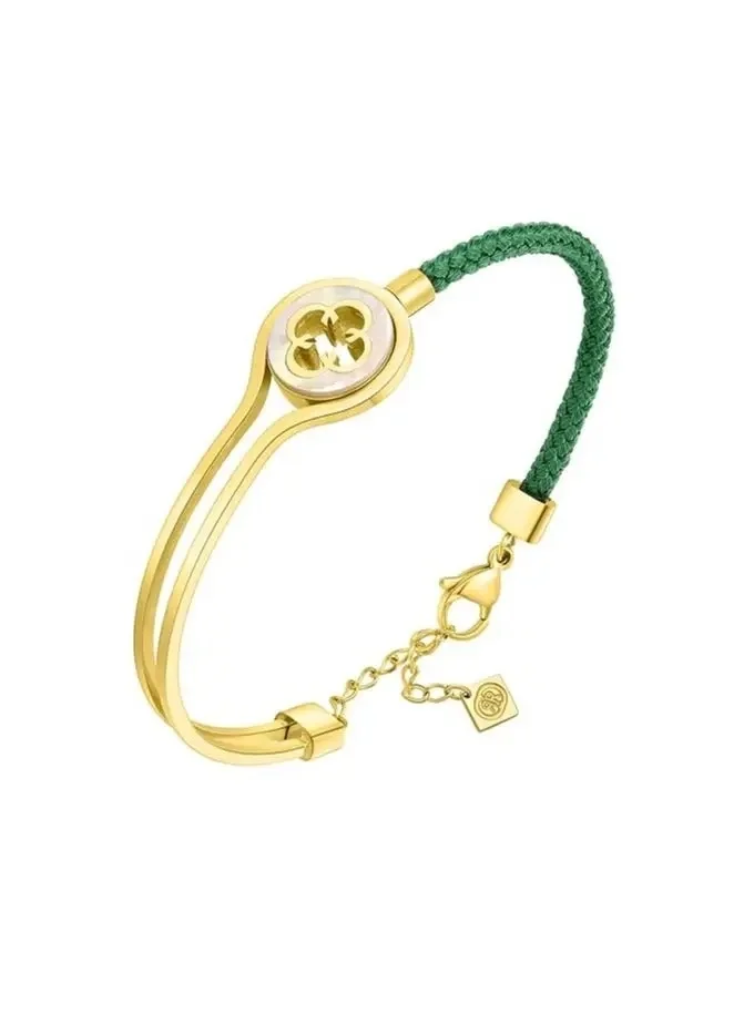 CERRUTI 1881 Gold Stainless Steel Green Leather Bracelet for Women
