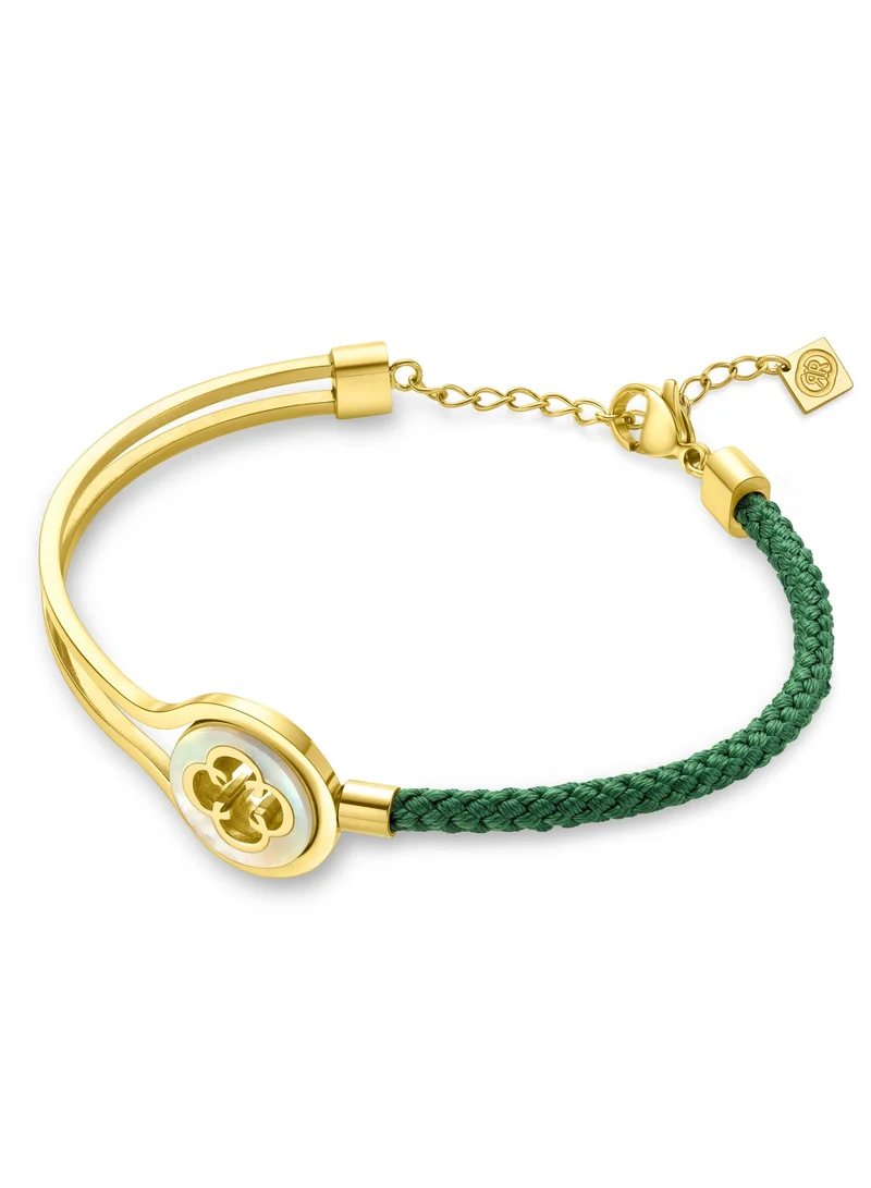 CERRUTI 1881 Gold Stainless Steel Green Leather Bracelet for Women
