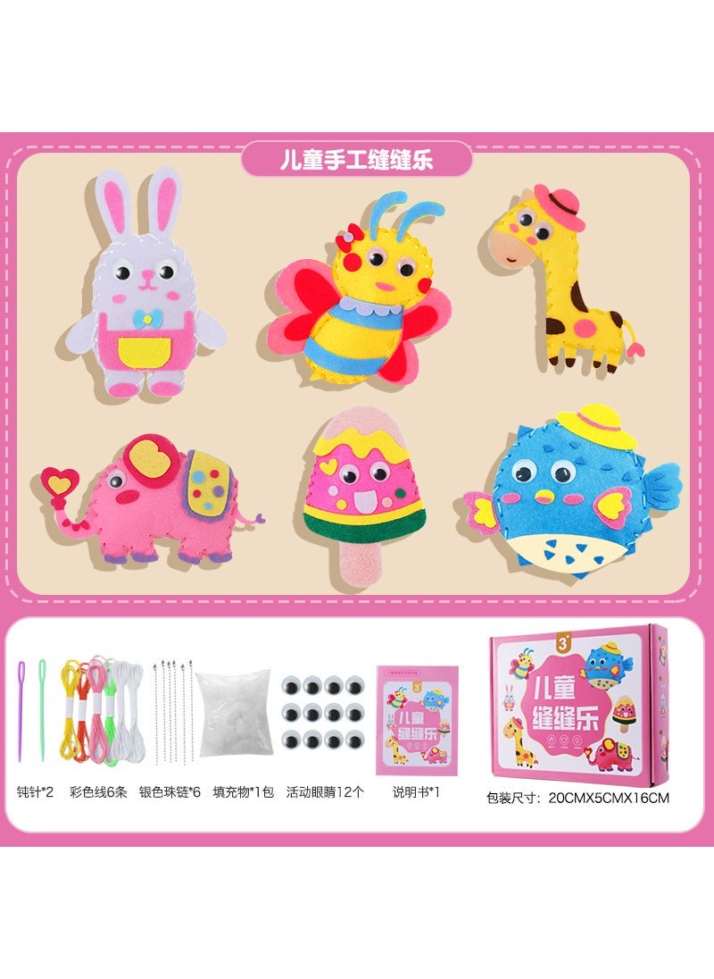 Kids DIY Handcraft Kit Felt Sewing Play Set 3-8 Years Pink style