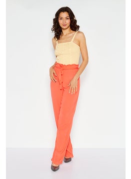 Women High Rise Textured Straight Leg Pants, Orange - pzsku/Z87410D88B75072BB89F0Z/45/_/1727187799/5d702c0a-af38-4bba-962d-eed83d103984