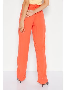 Women High Rise Textured Straight Leg Pants, Orange - pzsku/Z87410D88B75072BB89F0Z/45/_/1734963439/848e76fd-be78-4acc-a318-c441ab330795