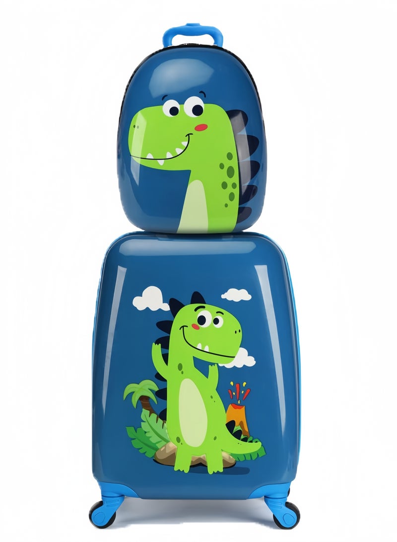 جيجيرو أمتعة الأطفالحقيبة سفر للأطفال، حقيبة سفر للأطفال مقاس 18 بوصة وحقيبة ظهر مقاس 15 بوصة، مجموعة حقائب سفر صلبة للأطفال، حقيبة سفر خفيفة الوزن للأولاد والبنات، حقيبة سفر بعجلات (أزرق) - Image 1