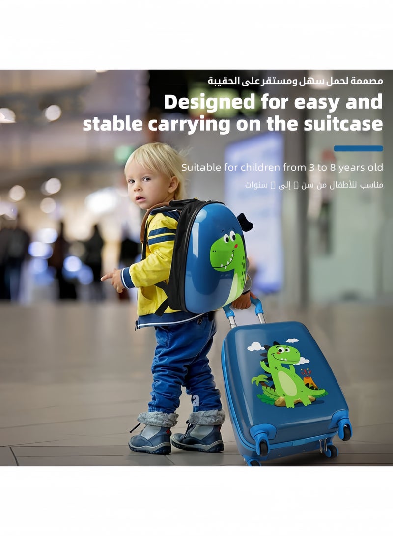 جيجيرو أمتعة الأطفالحقيبة سفر للأطفال، حقيبة سفر للأطفال مقاس 18 بوصة وحقيبة ظهر مقاس 15 بوصة، مجموعة حقائب سفر صلبة للأطفال، حقيبة سفر خفيفة الوزن للأولاد والبنات، حقيبة سفر بعجلات (أزرق) - Image 2