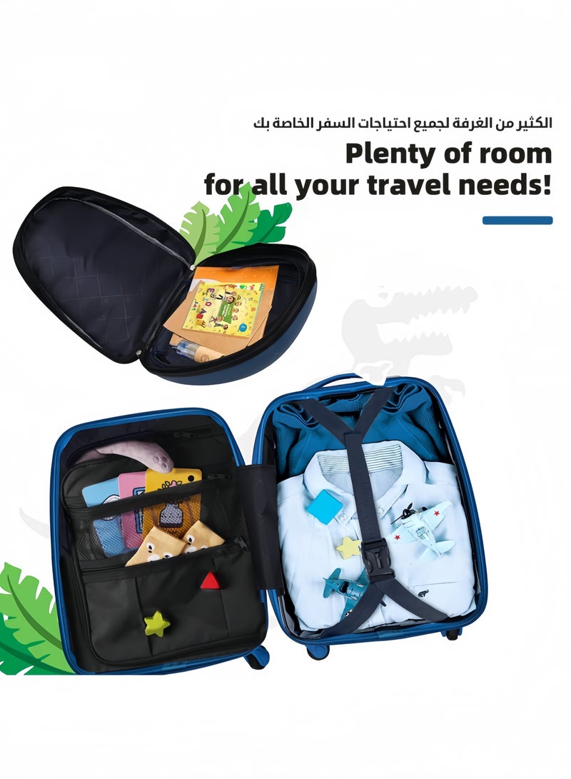 جيجيرو أمتعة الأطفالحقيبة سفر للأطفال، حقيبة سفر للأطفال مقاس 18 بوصة وحقيبة ظهر مقاس 15 بوصة، مجموعة حقائب سفر صلبة للأطفال، حقيبة سفر خفيفة الوزن للأولاد والبنات، حقيبة سفر بعجلات (أزرق) - Image 3