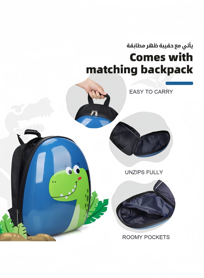 جيجيرو أمتعة الأطفالحقيبة سفر للأطفال، حقيبة سفر للأطفال مقاس 18 بوصة وحقيبة ظهر مقاس 15 بوصة، مجموعة حقائب سفر صلبة للأطفال، حقيبة سفر خفيفة الوزن للأولاد والبنات، حقيبة سفر بعجلات (أزرق) - Image 4