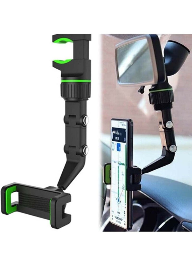 New 360° Rearview Mirror Phone Holder for Car Multifunctional Mount Phone and GPS Holder Universal Rotating Car Phone Holder, Cell Phone Automobile Cradles (Green) - Image 2