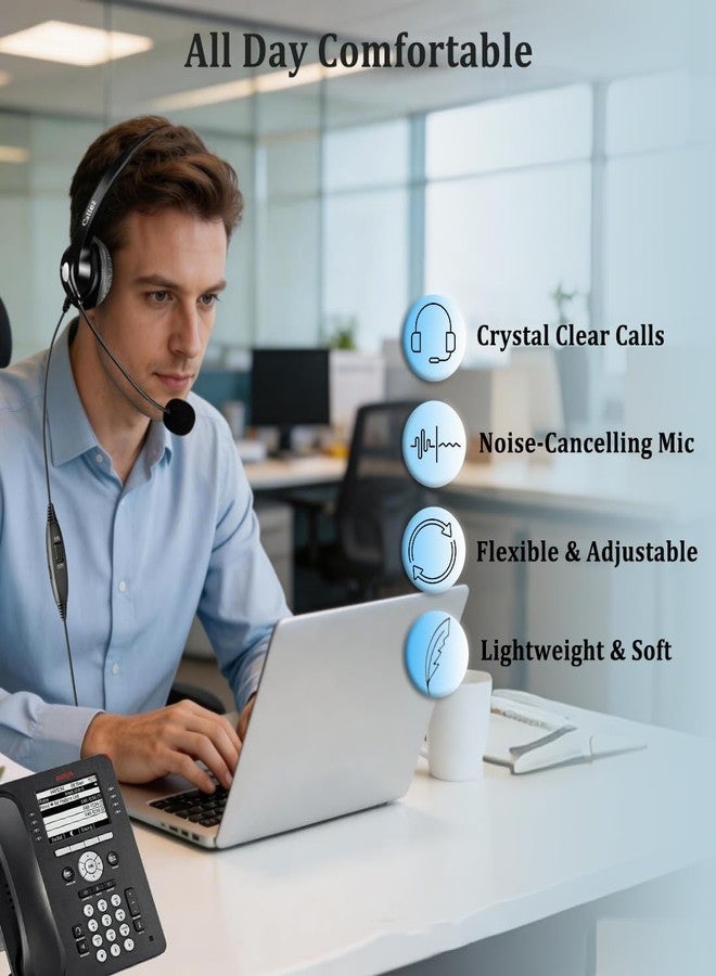 سماعة هاتف Callez RJ9 مزودة بميكروفون مانع للضوضاء وأزرار للتحكم في مستوى الصوت، سماعة هاتف أحادية متوافقة مع هواتف Avaya و Plantronics و Mitel و ShoreTel و Digium و Nortel و NEC و Toshiba و Aastra الأرضية المكتبية - Image 5