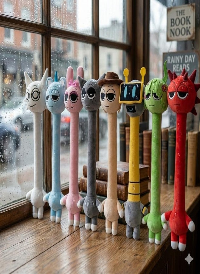 TechMax Solution Orange Headphone Long Neck Plushie Sleepy Eye Game Character Doll - Image 4