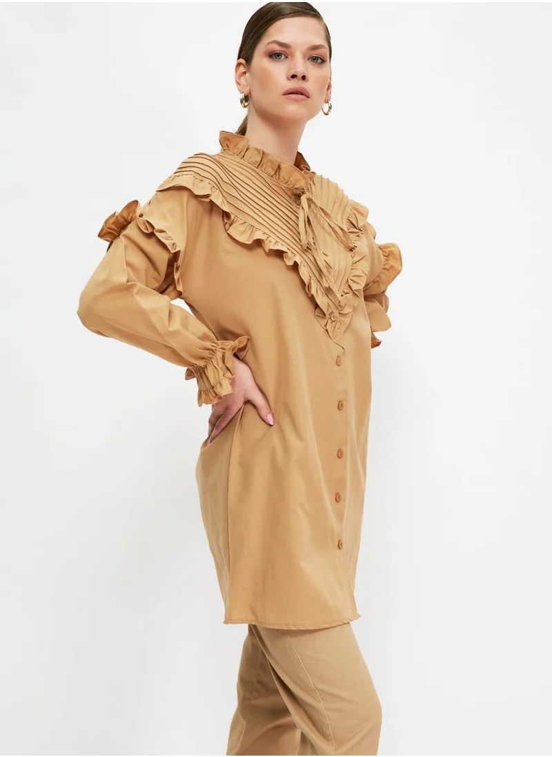 trendyol High Neck Button Down Shirt