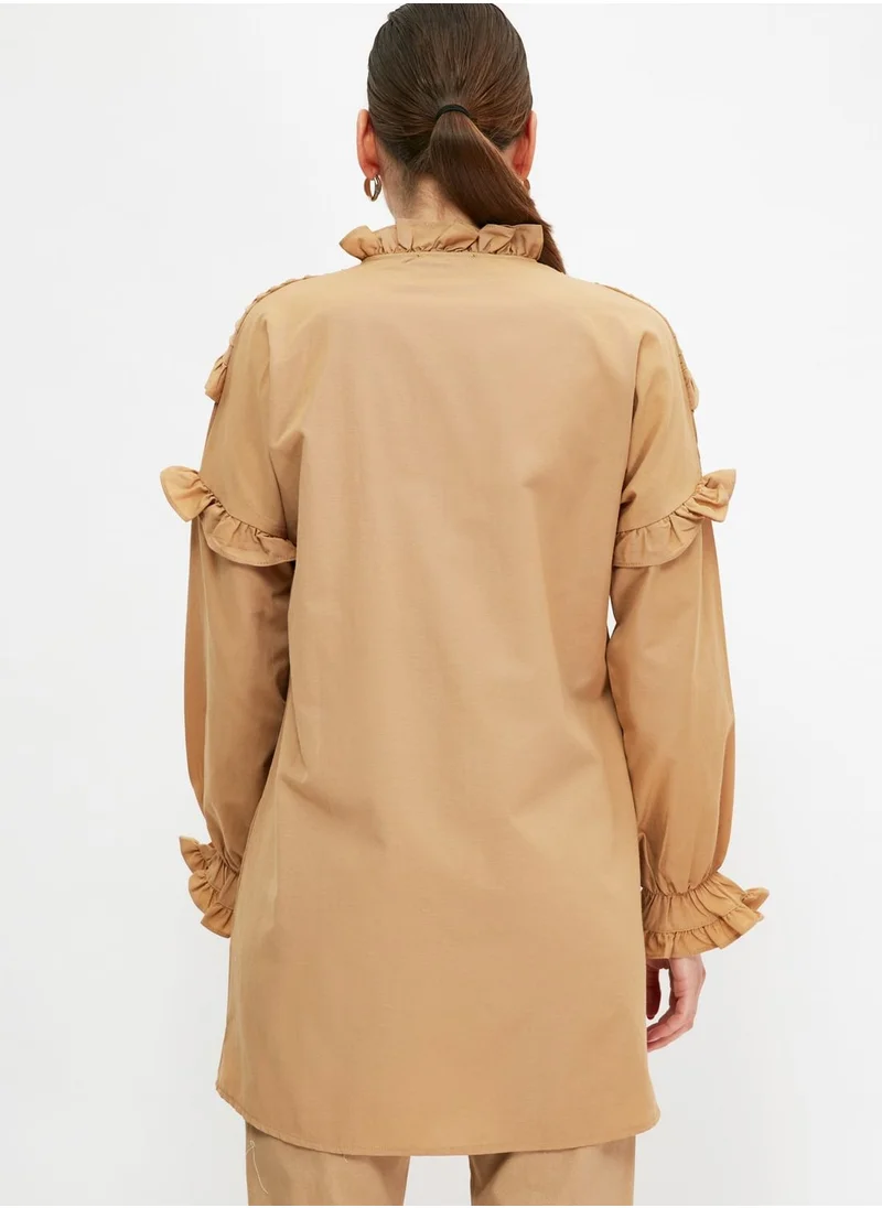 trendyol High Neck Button Down Shirt