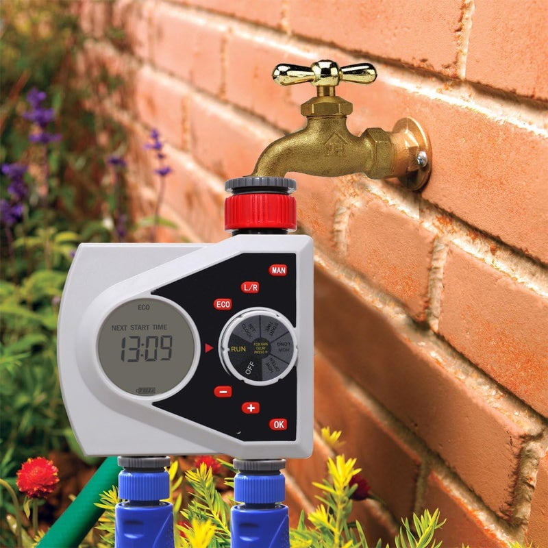 Yardeen Digital Dual Outlet Water Timer, LCD Display, ECO Mode, Manual and Automatic Controls - Image 5