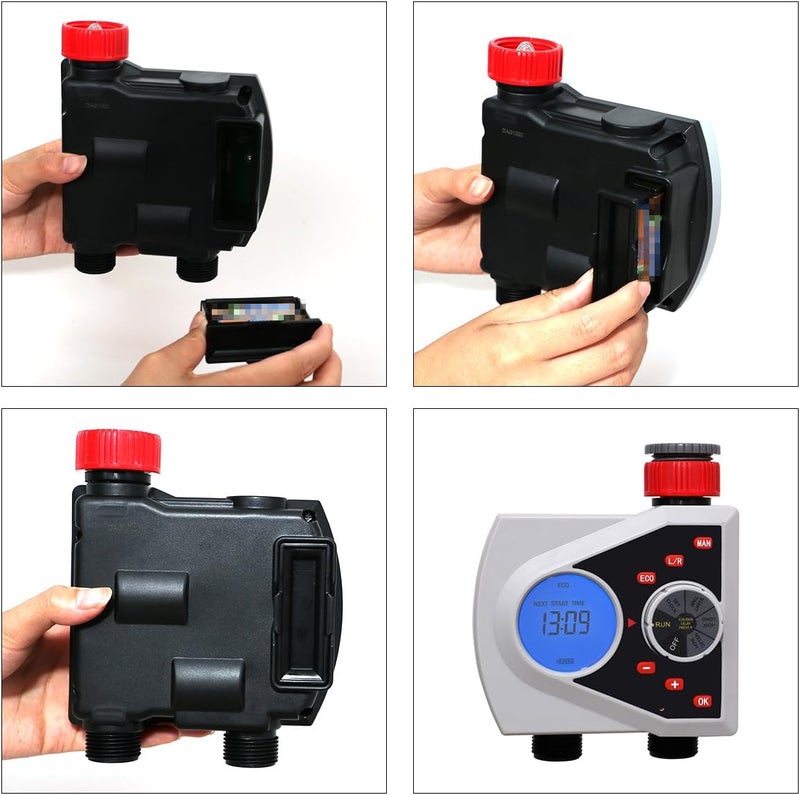 Yardeen Digital Dual Outlet Water Timer, LCD Display, ECO Mode, Manual and Automatic Controls - Image 4