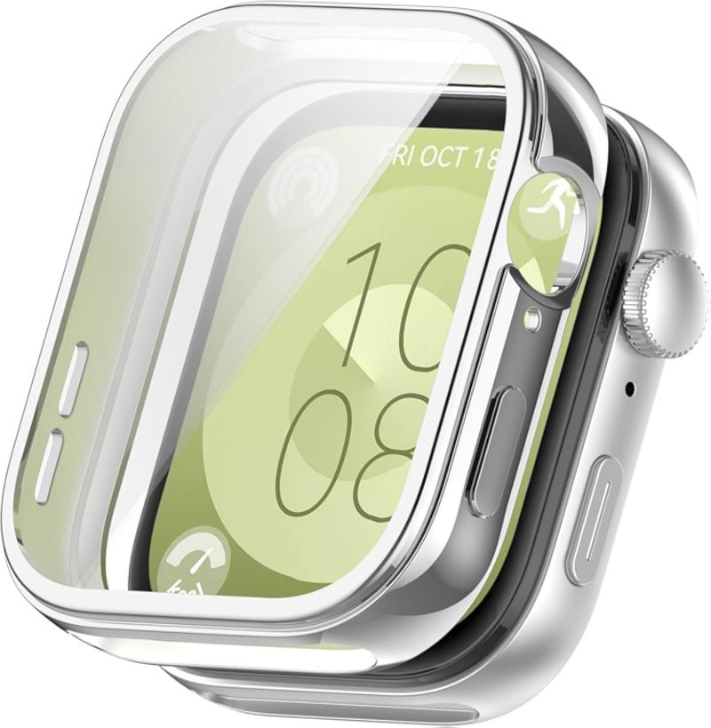 جراب Dl3 Mobilak متوافق مع ساعة هواوي Watch Fit 3، جراب شامل مع واقي شاشة مدمج، غطاء TPU ناعم مقاوم للصدمات، واقي نحيف، غطاء حماية رفيع (فضي)