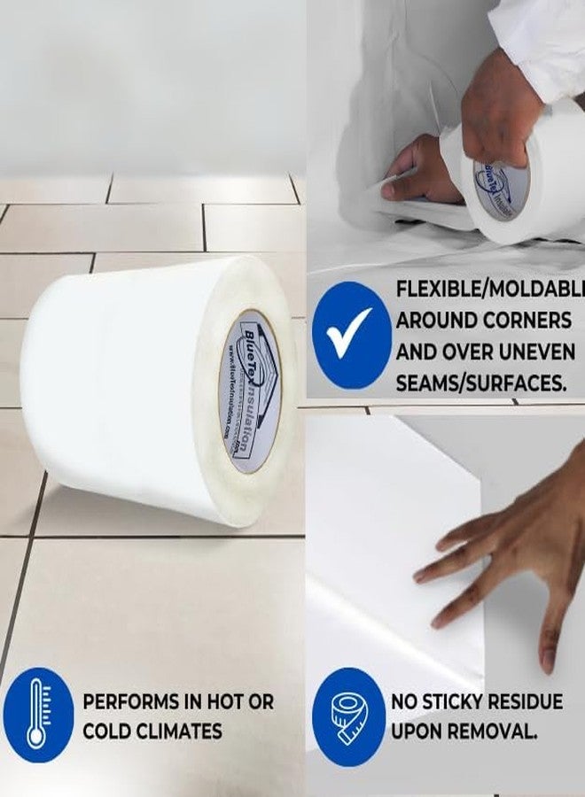 BlueTex Insulation عازل بلوتكس - شريط عازل للبخار أبيض بعرض 6 بوصات وطول 180 قدمًا - لفة واحدة - عازل للماء ومثالي للأقبية، وإصلاح العزل، ودرزات الطبقة السفلية، ودرزات عزل المباني المعدنية - Image 4