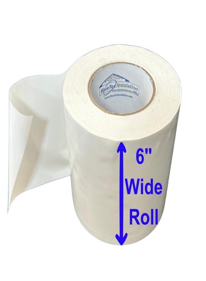 BlueTex Insulation عازل بلوتكس - شريط عازل للبخار أبيض بعرض 6 بوصات وطول 180 قدمًا - لفة واحدة - عازل للماء ومثالي للأقبية، وإصلاح العزل، ودرزات الطبقة السفلية، ودرزات عزل المباني المعدنية - Image 1