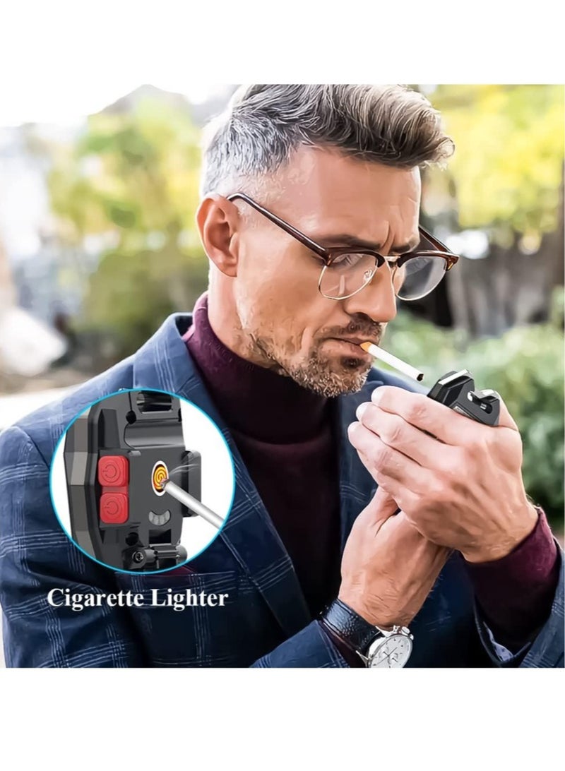ELTRAZONE Mini Flashlight with Carabiner, Small Rechargeable Keychain COB Flashlight with Magnet Base Folding Stand Cigarette Lighter Bottle Opener Whistle for Outdoor Camping Fishing Walking  - Image 3