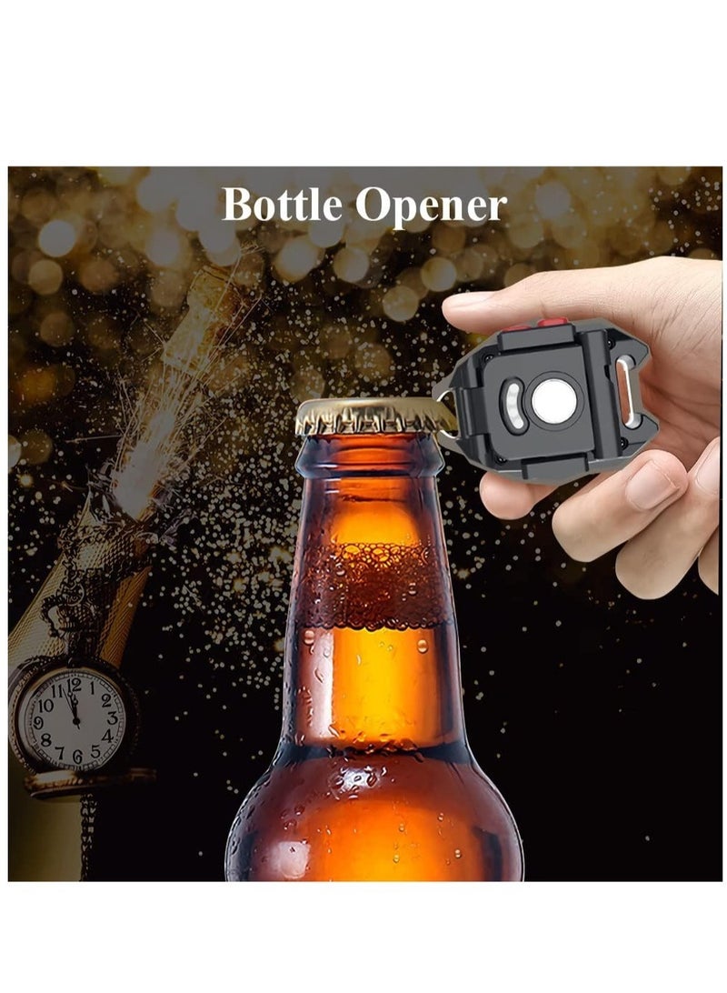 ELTRAZONE Mini Flashlight with Carabiner, Small Rechargeable Keychain COB Flashlight with Magnet Base Folding Stand Cigarette Lighter Bottle Opener Whistle for Outdoor Camping Fishing Walking  - Image 5