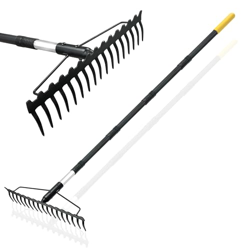 BlumeTrec Bow Rake 68Inch Adjustable Handle Garden Rake with 17 Steel Tines Heavy Duty DualSided Metal Rake Landscape Gardening Tool for Soil Loosening Lawn Yard Leaves Mulch Thatch Removing - Image 1