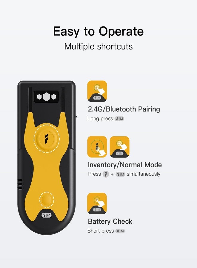 Inateck 2D Bluetooth Scanner, Mini and Portable, Support Barcodes on Screen, BCST-42GNEW1 (2D Yellow) - Image 4