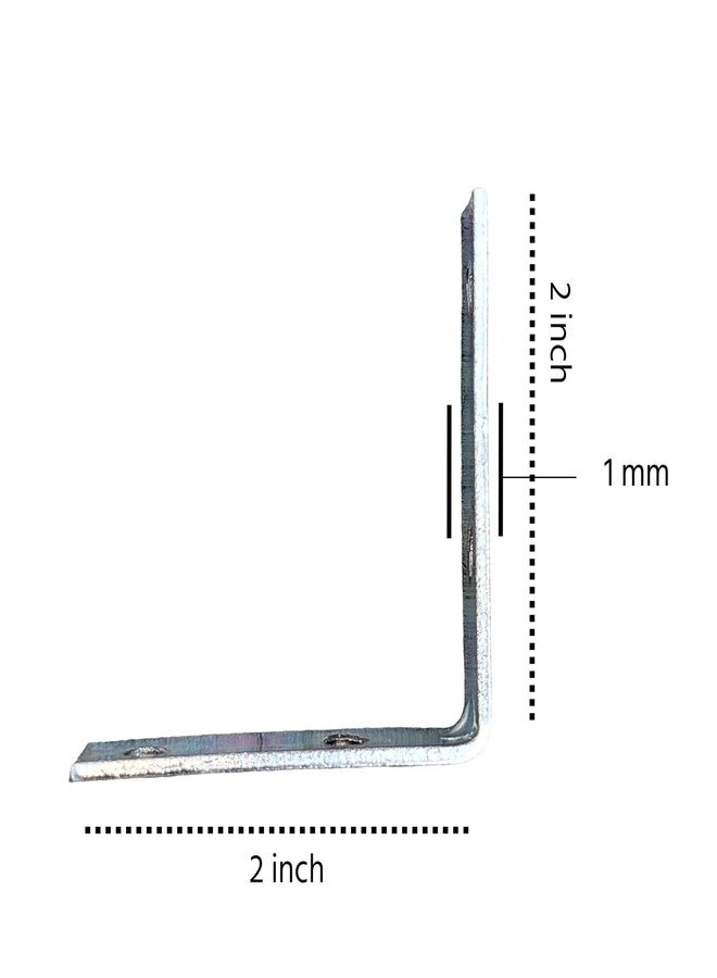SAZIC L Shape Angle Bracket 50mm x 20mm Zinc Plated Metal Corner Brace for Furniture Support, Right Angle Joint Bracket for Chairs, Tables, Shelves, Wooden Frames & Cabinet Repair Mounting Plate - Image 2