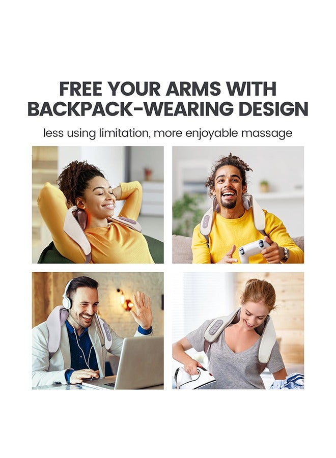 إسكدنيا مدلك الرقبة مع التسخين، مدلك لاسلكي للأنسجة العميقة بتقنية العجن الخبيرة 5D، وسادة تدليك شياتسو للرقبة والكتفين لتخفيف آلام الرقبة، الظهر والساقين، هدية للرجال والنساء والأمهات والآباء - Image 3