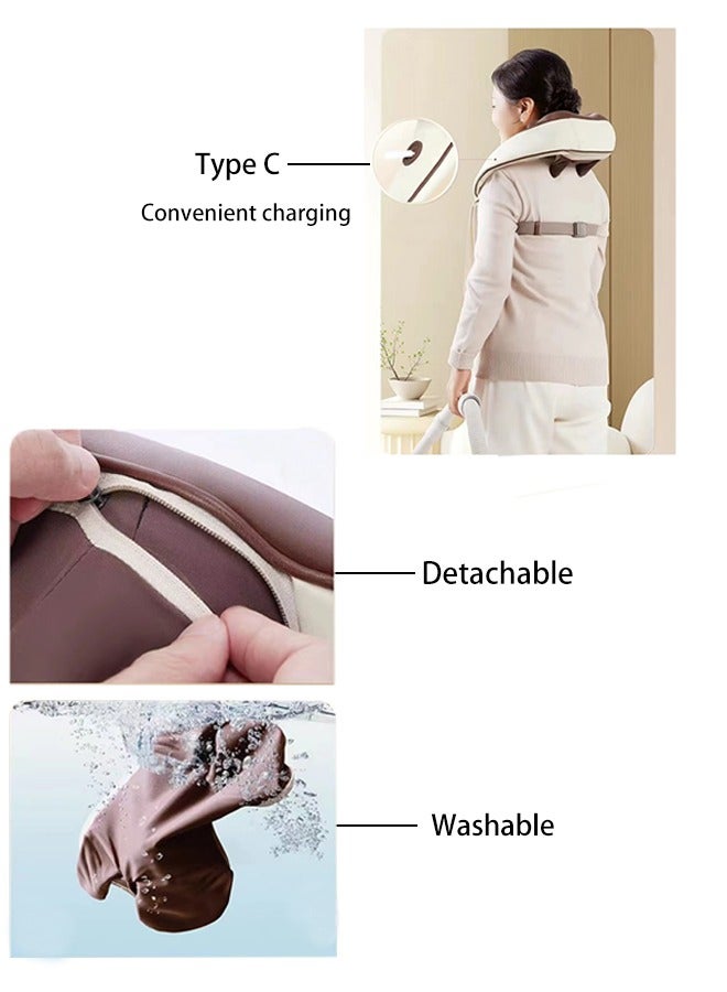 إسكدنيا مدلك الرقبة مع التسخين، مدلك لاسلكي للأنسجة العميقة بتقنية العجن الخبيرة 5D، وسادة تدليك شياتسو للرقبة والكتفين لتخفيف آلام الرقبة، الظهر والساقين، هدية للرجال والنساء والأمهات والآباء - Image 5