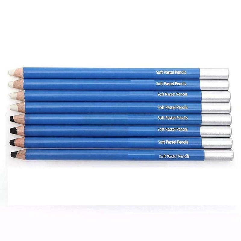 KRYTONE KRYTONE®. 8 Pcs Black & White Charcoal Pencil Set Artist Art Set for Drawing Sketching White Black Charcoal Pencils Highlighter Sketch Pencils  - Image 4