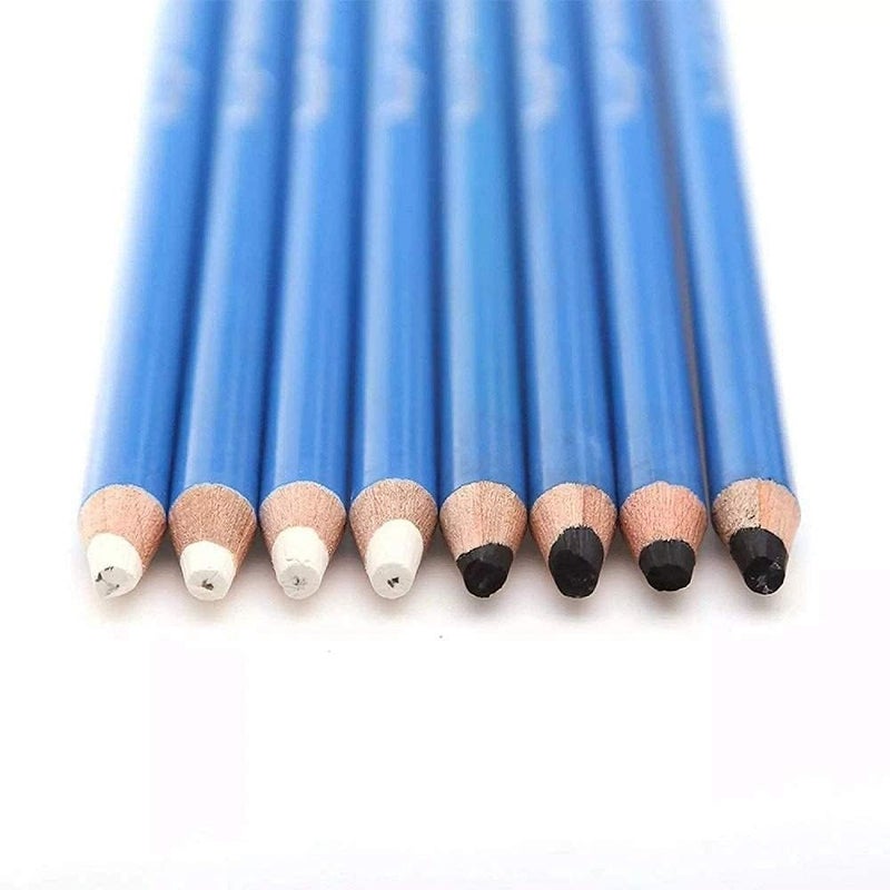 KRYTONE KRYTONE®. 8 Pcs Black & White Charcoal Pencil Set Artist Art Set for Drawing Sketching White Black Charcoal Pencils Highlighter Sketch Pencils  - Image 2