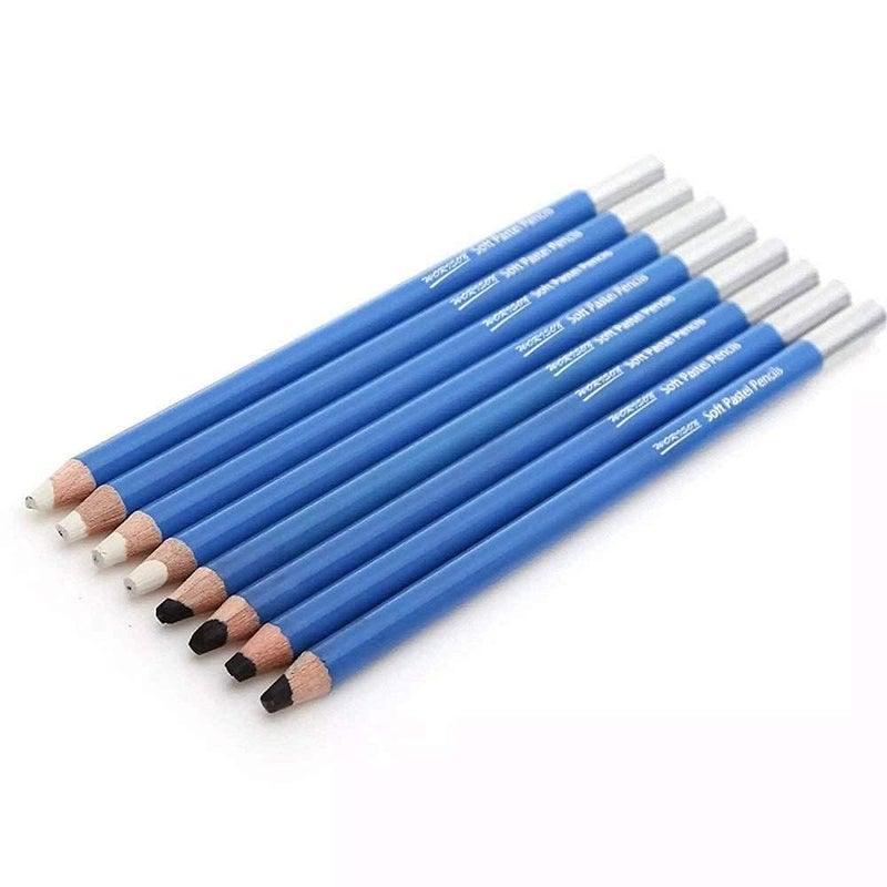 KRYTONE KRYTONE®. 8 Pcs Black & White Charcoal Pencil Set Artist Art Set for Drawing Sketching White Black Charcoal Pencils Highlighter Sketch Pencils  - Image 3