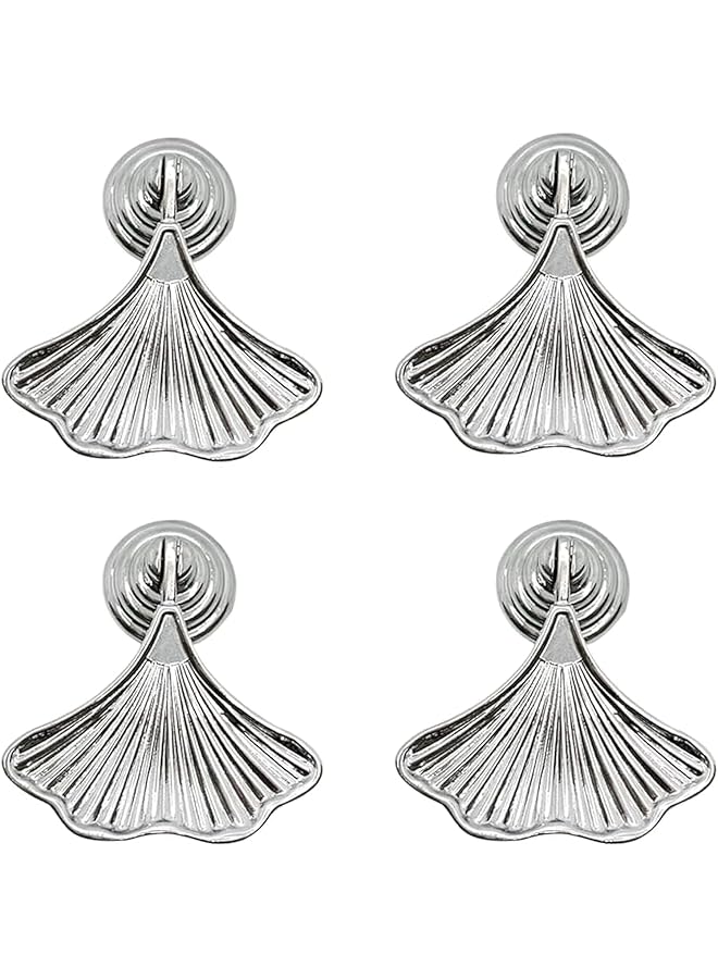 The Bros Knob Handles for Furniture, Silver Drop Pendant Pull Handle Fashion Ginkgo Leaf Shape Dresser Knobs for Kitchen Bathroom Cabinet Door Drawer (4 pcs) - Image 1