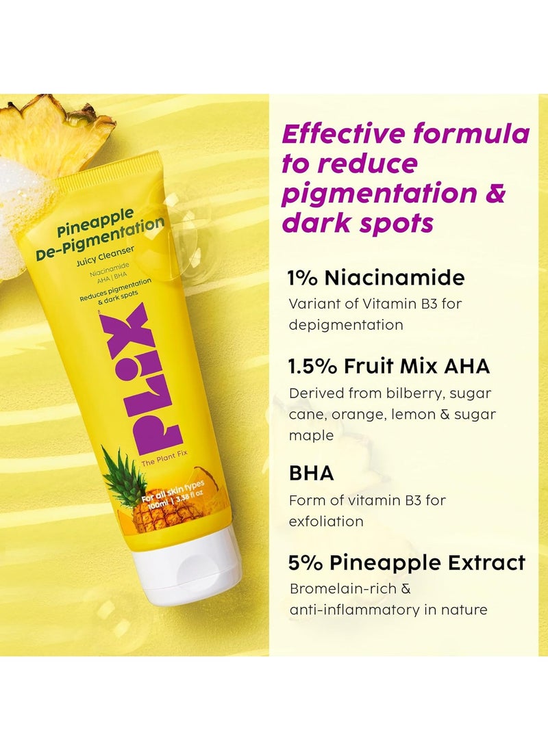 PLIX THE PLANT FIX Pineapple De Pigmentation Regime with Pineapple Exfoliation Fruity Toner Pineapple Juicy Cleanser Pineapple Depigmentation Dewy Serum and Smoothie Moisturizer  - Image 3