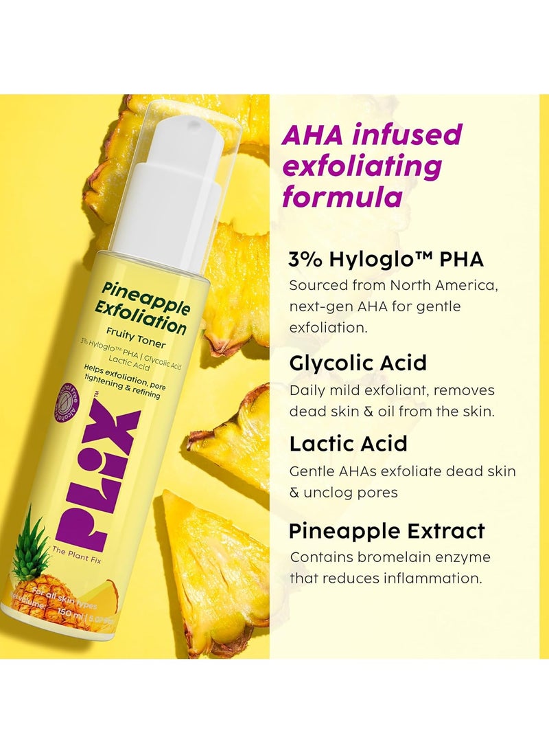 PLIX THE PLANT FIX Pineapple De Pigmentation Regime with Pineapple Exfoliation Fruity Toner Pineapple Juicy Cleanser Pineapple Depigmentation Dewy Serum and Smoothie Moisturizer  - Image 4
