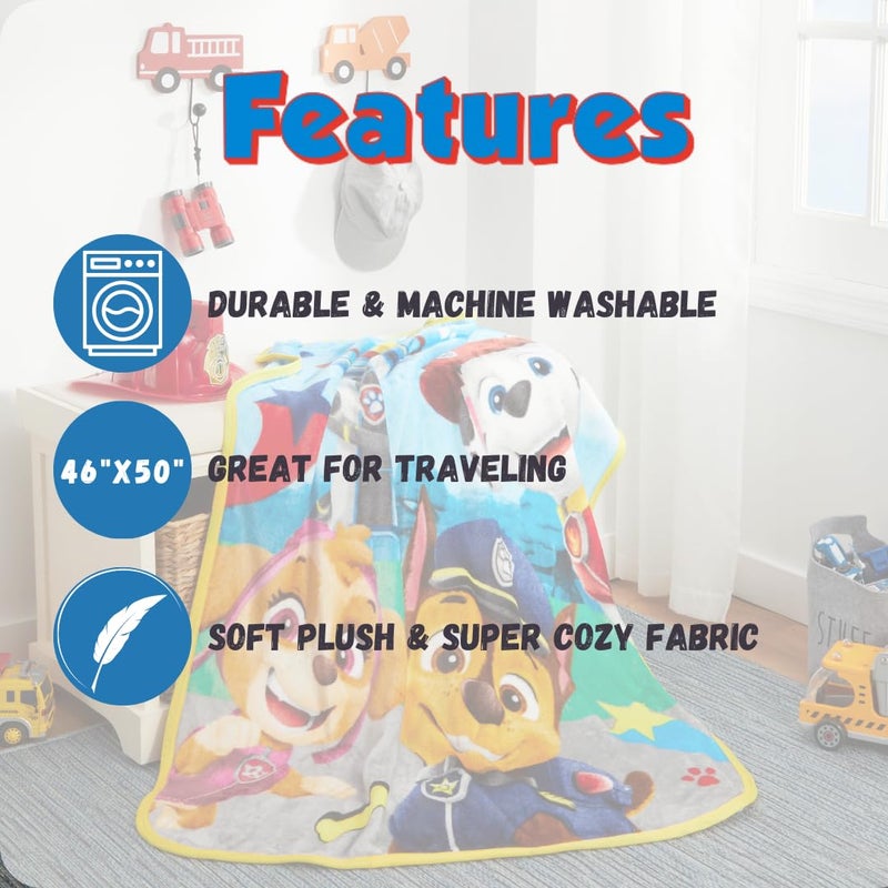 Franco Paw Patrol Kids Bedding Super Soft Silk Touch Throw  40 in x 50 in  (Official Licensed Product) - Image 5