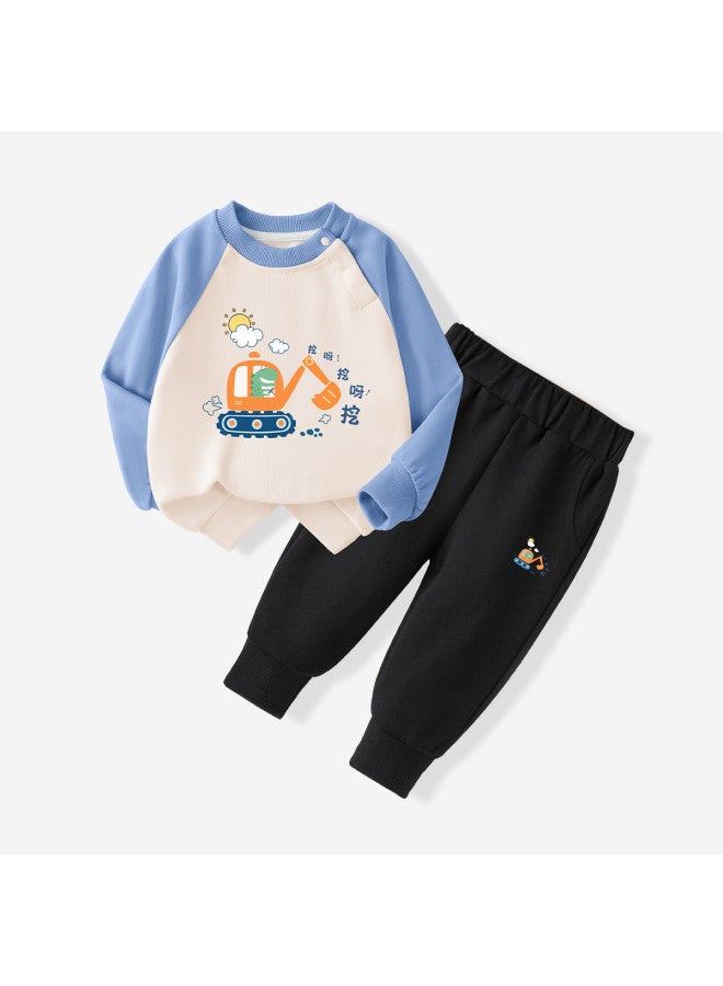 YISHUANGER Baby Hoodie Set With Long Pants, Spring Outfits For Boys 0-3 Years Old, Toddler Two-piece Outfit - Image 2