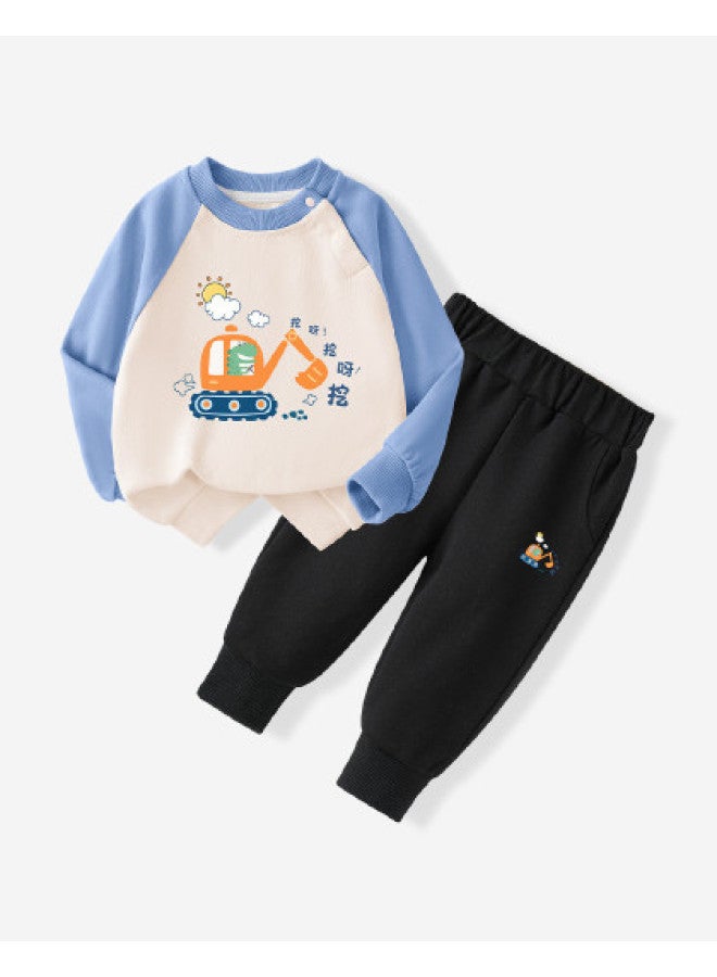 YISHUANGER Baby Hoodie Set With Long Pants, Spring Outfits For Boys 0-3 Years Old, Toddler Two-piece Outfit - Image 1