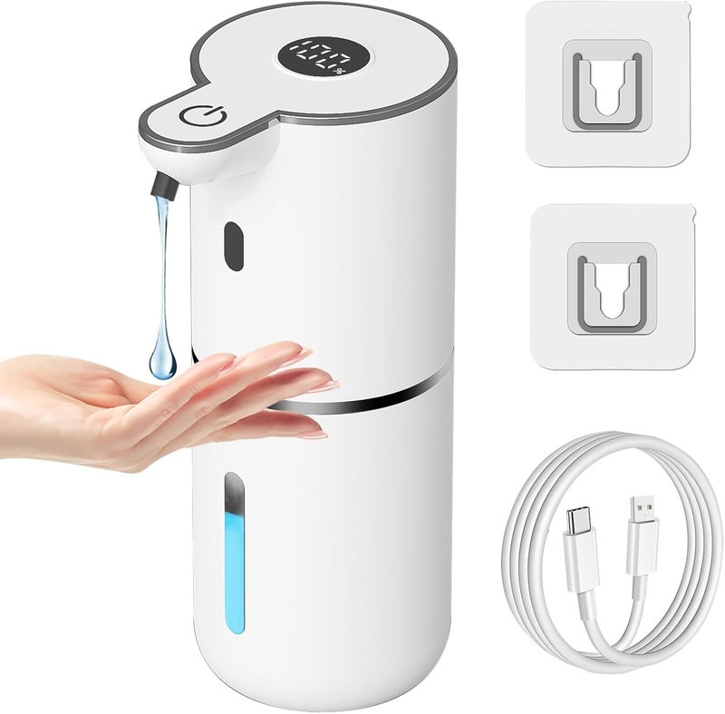 موزع الصابون السائل الأوتوماتيكي، بدون لمس، قابل لإعادة الشحن عبر USB، ذكي، 6 مستويات قابلة للتعديل، سعة 380 مل، مثبت على الحائط للحمام والمطبخ وصابون الأطباق - Image 1