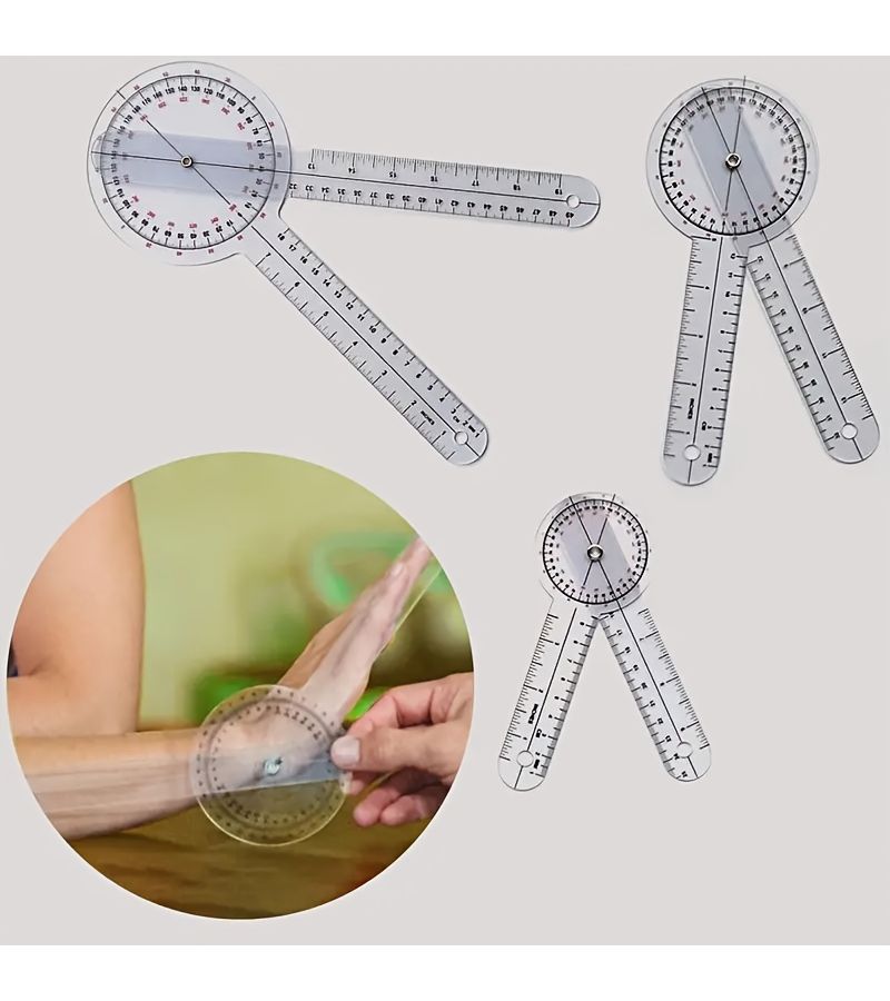 6 Pieces Joint Angle Measurement Set Transparent 180 Degree 360 Degree Protractor For Orthopedics Spine Alignment And Joint Assessment No Power Required - Image 2