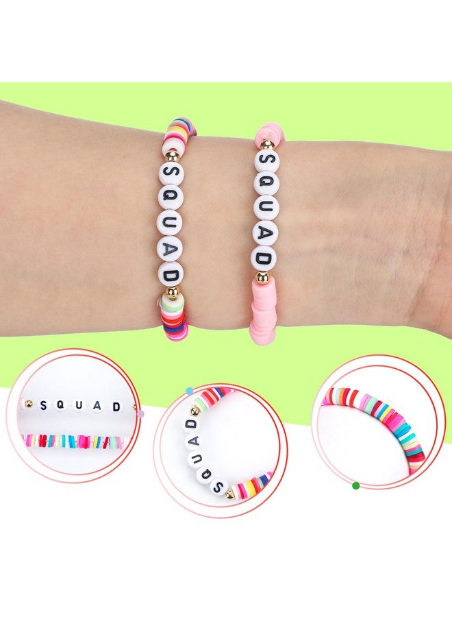 سوريو أساور صداقة ملونة من Sureio مكونة من 24 قطعة، أساور على شكل قلب وحرف وابتسامة، أساور لركوب الأمواج، أساور من الخرز المطاطي للأطفال، مناسبة للفتيات والنساء، هدايا حفلات العودة إلى المدرسة للفتيات المراهقات (فرقة قوس قزح) - Image 2