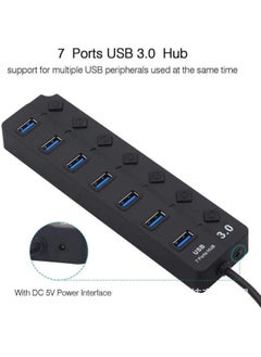 ماركة غير محددة موزع USB للكمبيوتر الرقمي USB 2.0 4 منافذ نقل بيانات عالي السرعة جهاز توسيع متعدد الوظائف تصميم محمول صغير الحجم - عدد الواجهات: مفتاح 3.0 بأربعة منافذ أسود  - Image 5