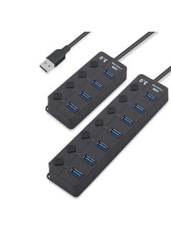 ماركة غير محددة موزع USB للكمبيوتر الرقمي USB 2.0 4 منافذ نقل بيانات عالي السرعة جهاز توسيع متعدد الوظائف تصميم محمول صغير الحجم - عدد الواجهات: مفتاح 3.0 بأربعة منافذ أسود  - Image 3