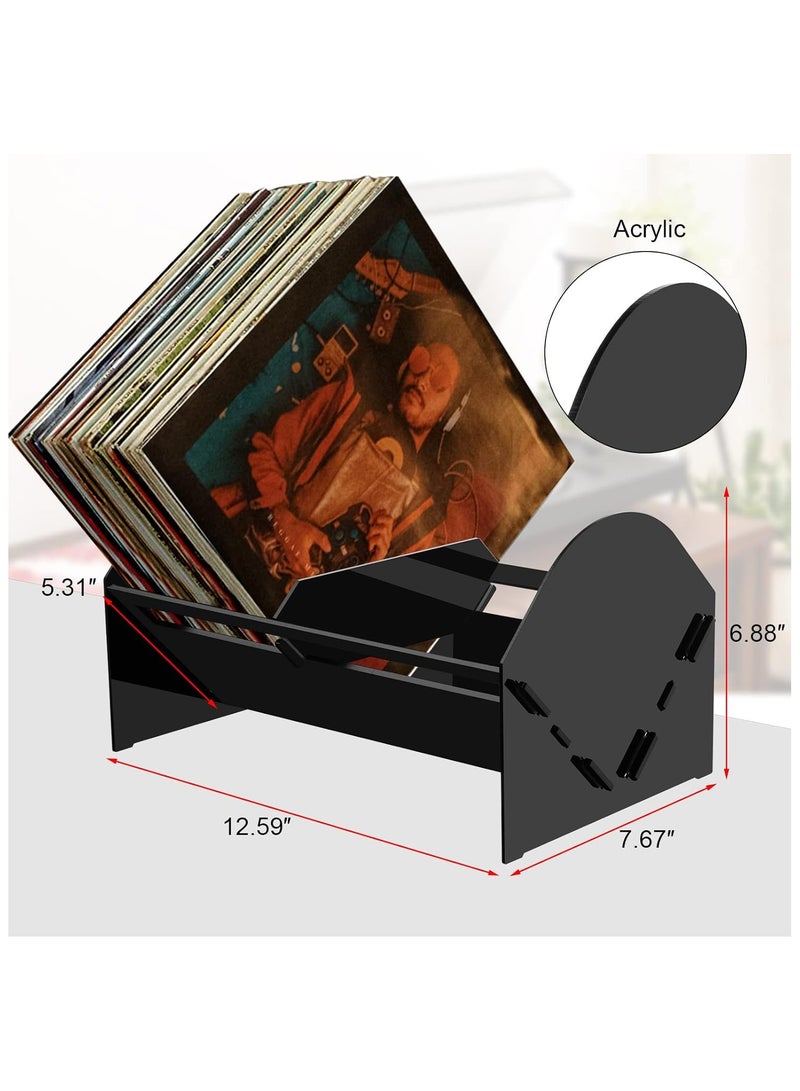 تي بي جي بي حامل تسجيلات الفينيل، حامل ألبومات لتخزين 80-100 ألبوم فينيل، رف تخزين طاولة أكريليك للأقراص المدمجة، الألبومات، سجلات الفينيل، الكتب، المجلات، الملفات (أسود) - Image 5