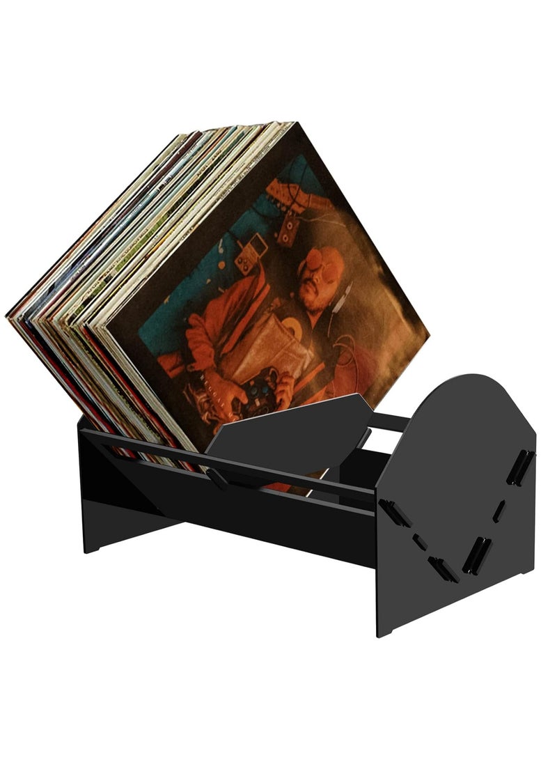 تي بي جي بي حامل تسجيلات الفينيل، حامل ألبومات لتخزين 80-100 ألبوم فينيل، رف تخزين طاولة أكريليك للأقراص المدمجة، الألبومات، سجلات الفينيل، الكتب، المجلات، الملفات (أسود) - Image 1