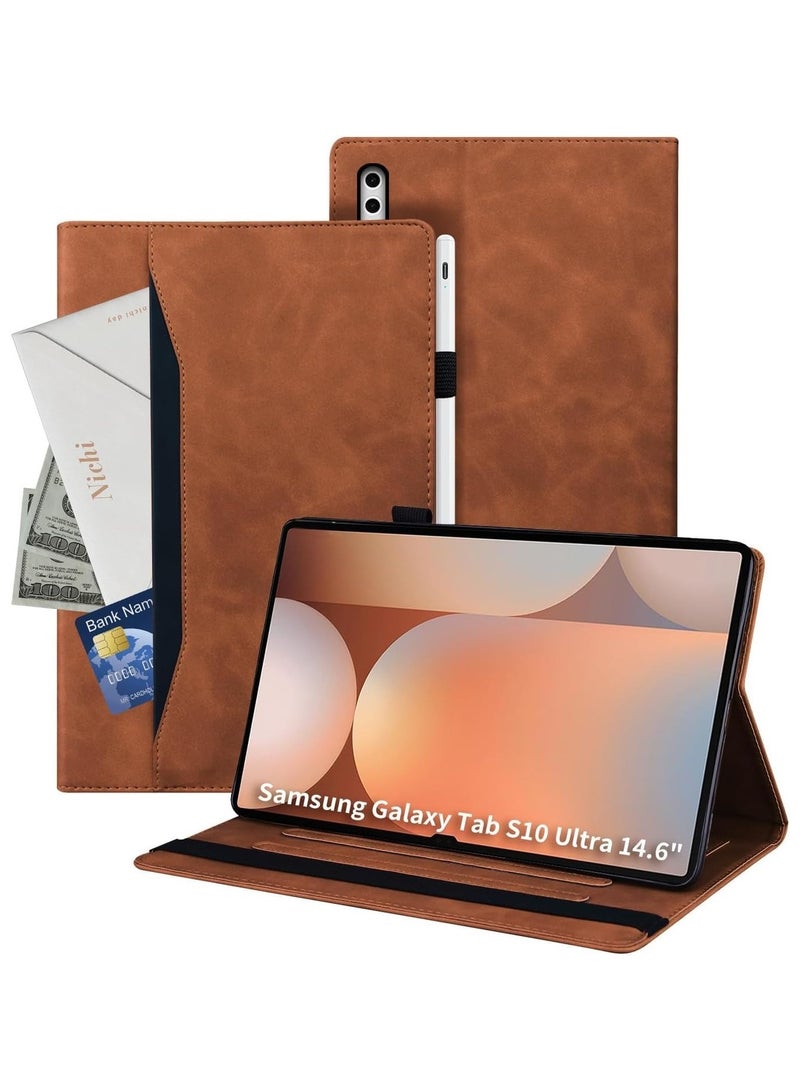 Case Compatible with Galaxy Tab S10 Ultra 14.6 inch (SM-X920/X926) 2024, Tab S10 Ultra Wallet Case, Smart Folio Slim Stand Book Cover with Stylus Holder - Image 1