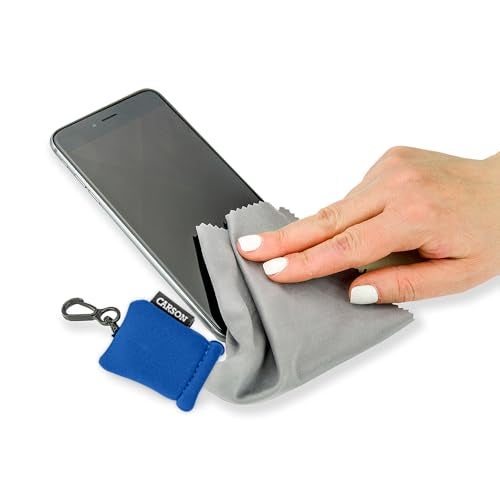 Carson Stuff-It Microfiber Lens Cloth Cleaning System for Eyeglasses, Smartphones, Tablets, Optics Lenses, Cameras and More, 6.25'' x 6.25'' - Blue (SN-40BUAM) - Image 3