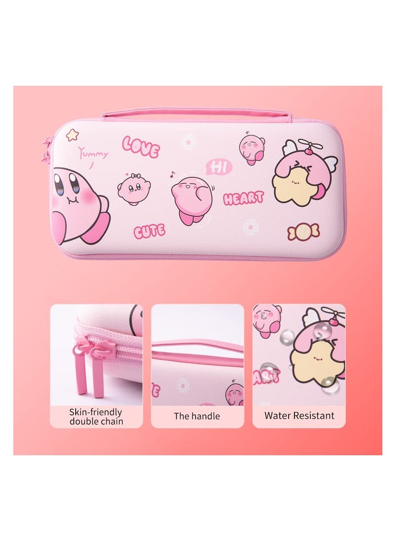 عام حقيبة حمل لطيفة لمفتاح نينتندو سويتش سويتش أوليد، حقيبة حمل محمولة ذات غلاف صلب من كاواي للسفر مع 12 فتحة لبطاقات الألعاب - Image 3