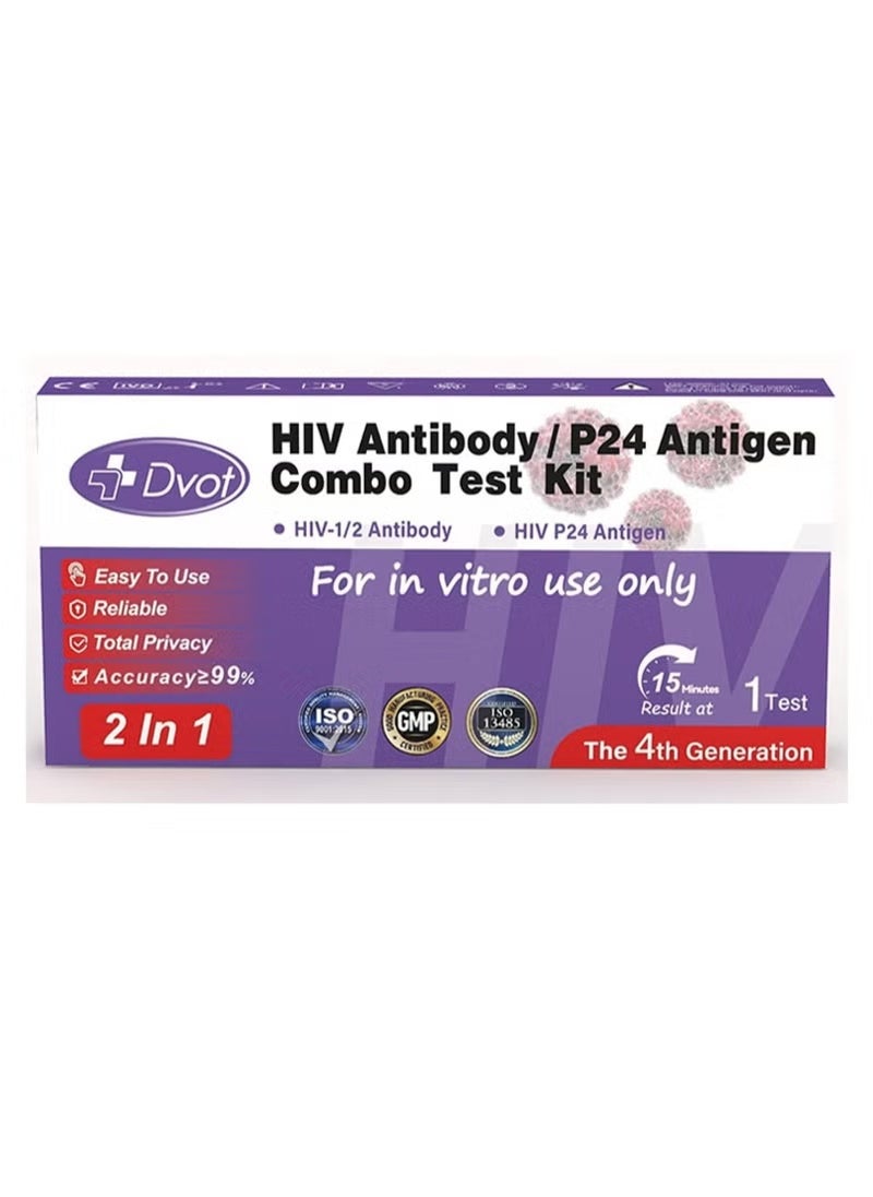 Dvot - HIV Antibody，P24 Antigen Combo Test Kit For Home Use And Clinic Use， Results Are Available In 15 Minutes - Image 1