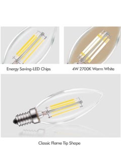 MODI E14 Candle Bulb 40 Watt Equivalent LED Filament Light Bulbs Non-Dimmable White 6500K Classic Clear Glass 480LM Flame LED Filament Candle Bulb 4W Pack 10  - Image 2